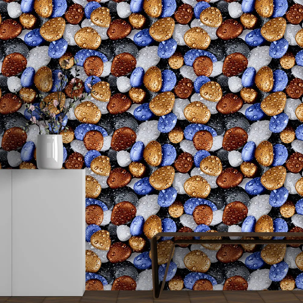 spyder Lamination wallpaper Blue 3d Pebbles wallpaper for wall decor standard size 40x240cm Spyder