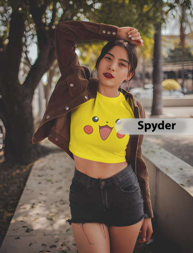 Electric Style Pikachu Crop Top for Girls