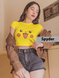 Electric Style Pikachu Crop Top for Girls