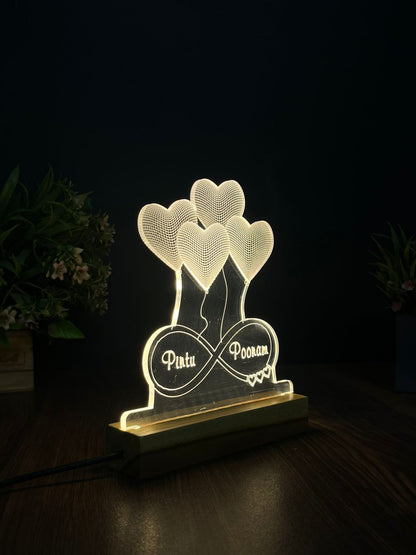 3D Custom Name Acrylic Night Lamp – Acrylic LED Light with Wooden Base