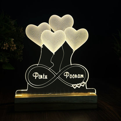 3D Custom Name Acrylic Night Lamp – Acrylic LED Light with Wooden Base