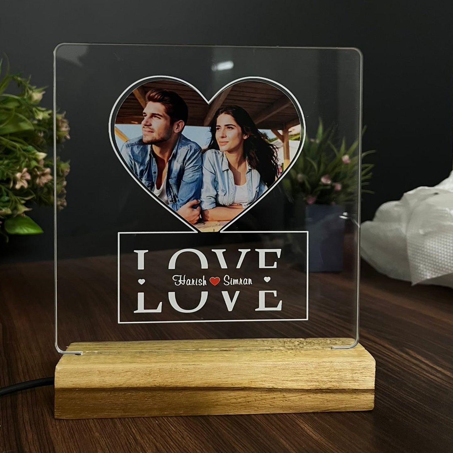 Custom photo night light, personalized Photo Gift, Couple Gift, Gift for Him, Photo Wedding Gift, acrylic lamp with custom photo and name